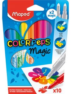 Флумастери Maped Color'Peps Magic, 8 цвята + 2 коригиращи