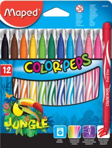 Флумастери Maped Color Peps Jungle, 12 цвята