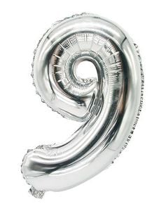 Фолиев балон - сребриста цифра 9