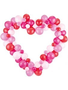 Комплект балони PartyDeco - Розов гирлянд сърце