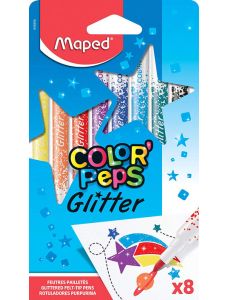 Флумастери Maped Color'Peps Glitter, 8 цвята