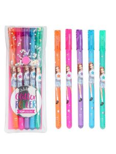 Комплект блестящи химикалки Top Model, 5 цвята