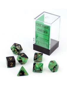 Комплект зарчета за ролеви игри Chessex: Gemini Polyhedral зелени, 7бр.