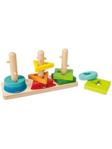 Дървена играчка Hape - Многоцветни форми за подреждане