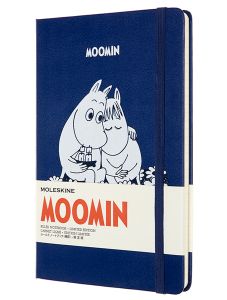 Класически тефтер Moleskine Limited Editions Moomin Blue с твърди корици и линирани страници