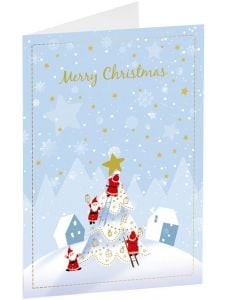 Коледна картичка Busquets: Дядо Коледа, светлосиня