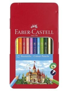 Комплект 12 цветни моливи Faber-Castell в метална кутия
