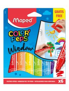 Комплект 6 флумастери Maped Color' Peps за рисуване върху стъкло