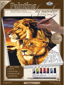 Комплект за рисуване с акрилни бои Royal - Лъвове