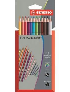 Комплект акварелни моливи Stabilo, 12 цвята