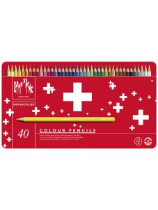 Комплект цветни моливи Caran d'Ache Swisscolor в метална кутия, 40 цвята