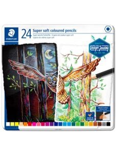 Комплект цветни моливи в метална кутия Staedtler Design Journey Super Soft, 24 цвята