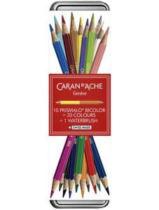 Комплект двуцветни моливи Caran d'Ache Prismalo + четка
