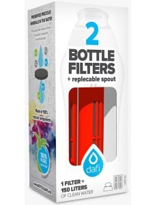 Комплект филтри за бутилка Dafi + подарък капачка, червени