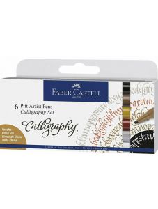 Комплект калиграфски маркери Faber-Castell Pitt Artist, 6 цвята