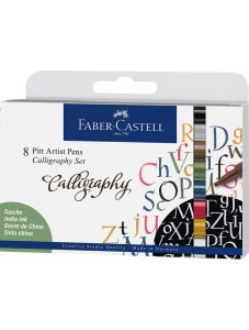 Комплект калиграфски маркери Faber-Castell Pitt Artist, 8 цвята