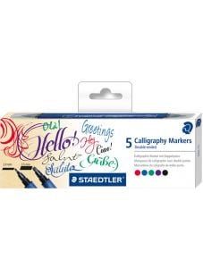 Калиграфски двувърхи маркери Staedtler, 5 цвята