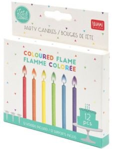 Комплект Legami - Свещички, шарен пламък, 12 броя