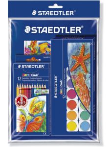 Комплект Staedtler - цветни моливи, боички и скицник