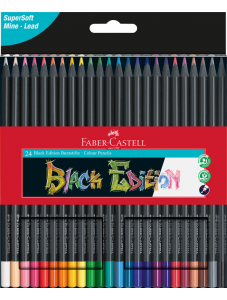 Комплект цветни моливи Faber-Castell Black Edition, 24 цвята