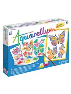 Комплект за оцветяване с акварелни бои Aquarellum - Пеперуди и цветя
