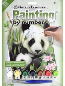 Комплект за лесно рисуване с акрилни бои Royal & Langnickel - Панда и бебе