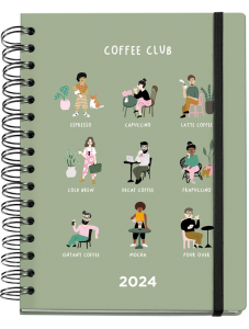 Бележник - органайзер Miquelrius Coffee Club A5 за 2024 г. — една седмица на две страници