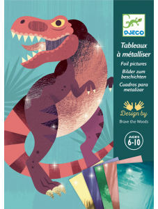 Креативен комплект Djeco: Направи картини с фолиа, динозаври