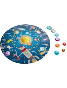Образователен пъзел Hape - Слънчева система, с фигурки планети