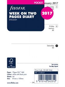 Пълнител за органайзер Filofax Pocket за 2017 г. - Седмица на две страници