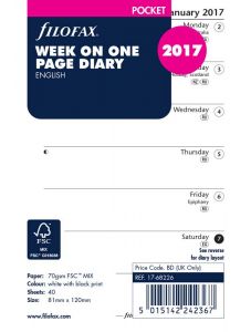 Пълнител за органайзер Filofax Pocket за 2017 г. - Седмица на страница