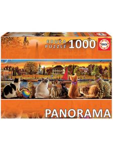 Панорамен пъзел Educa: Котки на кея, 1000 части