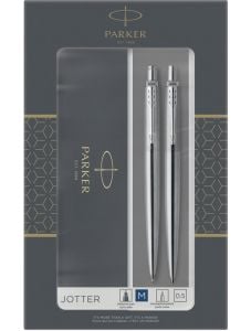 Комплект Parker - Химикалка и автоматичен молив Jotter Stainless Steel