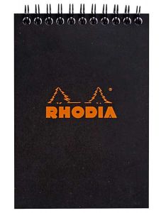 Черен блок - пад Rhodia Classic №13 в A6 размер със спирала и 80 листа на малки квадратчета