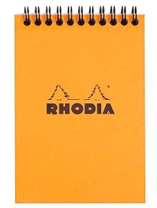 Оранжев блок - пад Rhodia Classic №13 в A6 размер със спирала и 80 листа на малки квадратчета