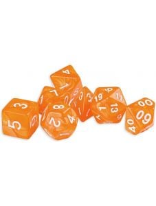 Комплект зарчета за настолна игра Dice4Friends: Dice Set - Orange/White, 7 бр.