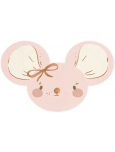 Салфетки PartyDeco - Розова мишка, 20 бр.