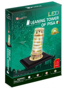 Светещ 3D пъзел Cubic Fun - Наклонената кула в Пиза, 15 части