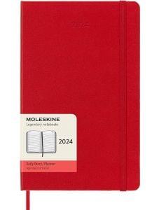 Класически червен седмичен тефтер - органайзер Moleskine Scarlet Red за 2024 година с твърди корици