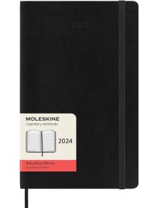 Класически черен ежедневник тефтер - органайзер Moleskine за 2024 година с меки корици