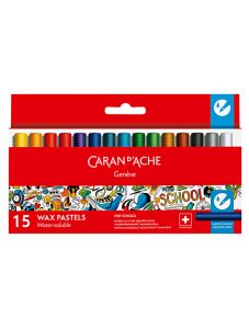 Восъчни пастели Caran d'Ache School, водоразтворими, 15 цвята