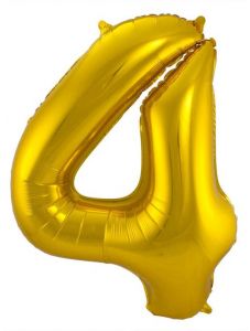 Златист фолиев балон с цифра 4, 86 см.
