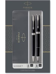 Комплект Parker - Химикалка и ролер Royal Sonnet Black Lacquer CT