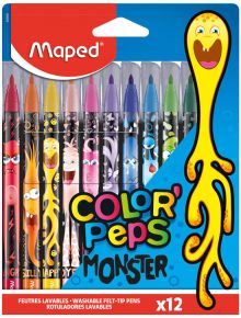 Флумастери Maped Color'Peps Monster, 12 цвята - Maped - Maped - Момиче, Момче - Maped - Color Peps - 3154148454007