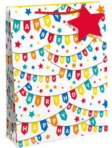 Подаръчна торбичка Eurowrap - Birthday Banners, голяма - EuroWrap - Eurowrap - 5033601021766