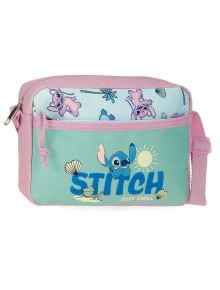 Детска чанта за през рамо Stitch Just Chill - Angel с пастелнозелен и розов дизайн, весели летни щампи и син ремък-идеалният избор за всеки Disney фен.