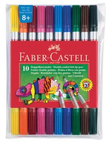 Двойни флумастери Faber-Castell, 10 цвята - Faber-Castell - Faber-Castell - Момиче, Момче - Faber-Castell - Fineliner and Fibre Tip pens - 4005400903421