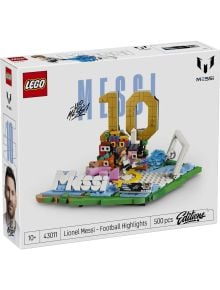 Кутията на комплекта „LEGO Editions Лионел Меси“ съдържа 500 елемента, името на Меси, голяма жълта цифра 10, елементи с футболна тематика и неговия образ върху опаковката. Този колекционерски комплект е предназначен за футболни фенове на възраст над 10 го