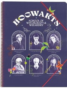 Папка с ластик Grupo Erik - Harry Potter A4 с изображением Хогвартса, портретами Гарри, Рона, Гермионы и други герои, украшена магически рисунками-идеална за хранения документи.