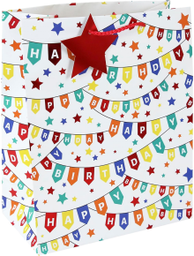 Подаръчна торбичка Eurowrap - Birthday Banners, средна - EuroWrap - Eurowrap - Момиче, Момче - 5033601021773